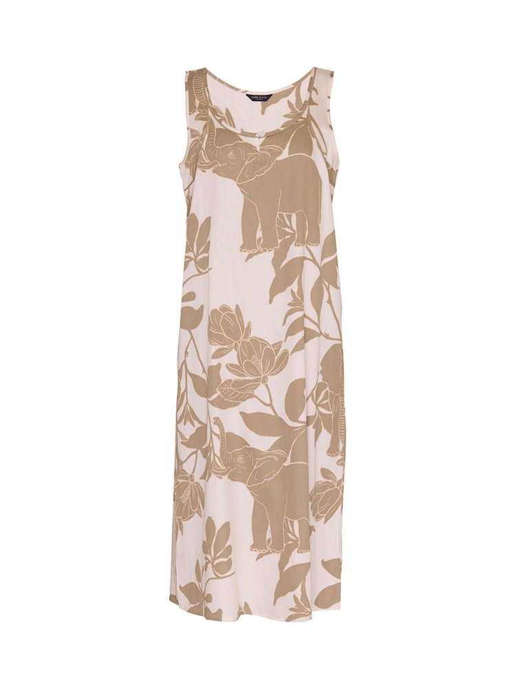 Fable and Eve Cream Elephant Print Long Nightdress - Image 4 of 4