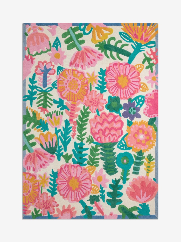 Lucy Tiffney Pink Floral Rug - Image 4 of 4 Lucy Tiffney Pink Floral Rug - Image 4 of 4