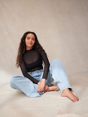 self. Black Long Sleeve Mesh Body - Image 2 of 7
