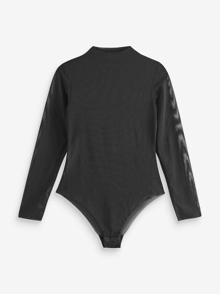 self. Black Long Sleeve Mesh Body - Image 6 of 7