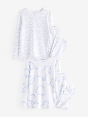 Blue Dinosaur Print Kind to Skin Pyjamas 2 Pack (9mths-12yrs) - Image 1 of 5