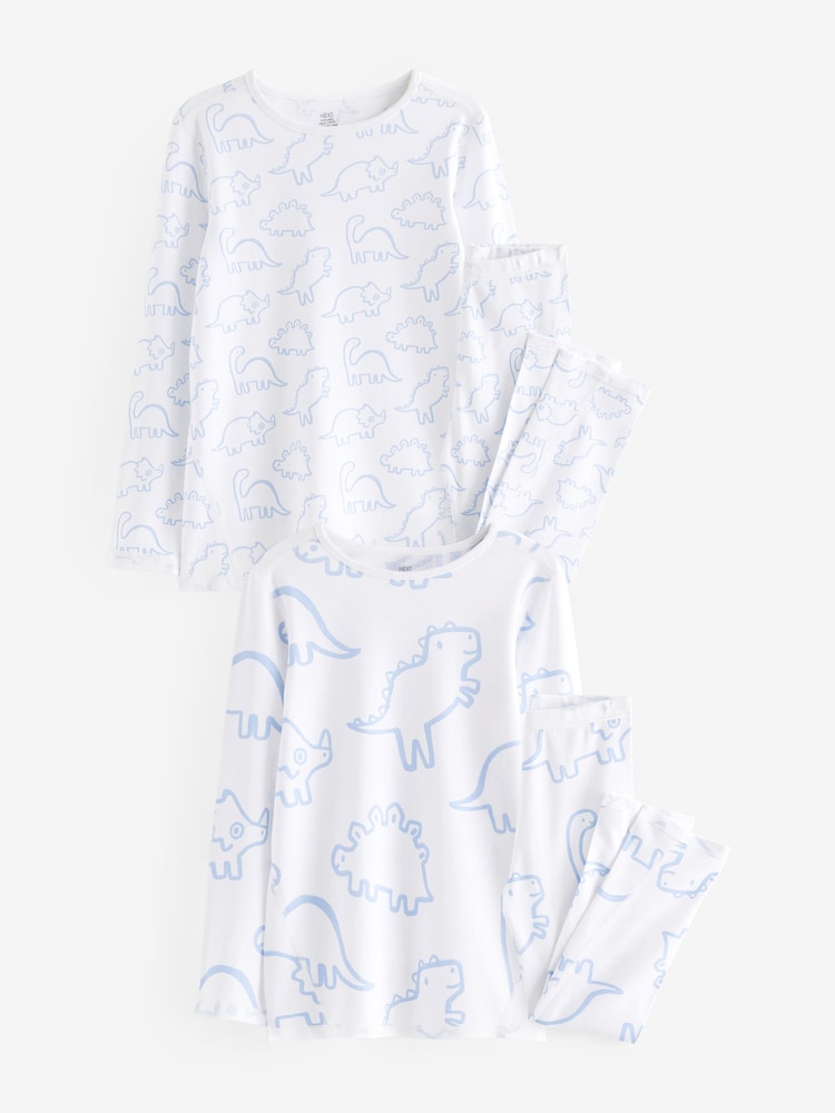 Blue Dinosaur Print Kind to Skin Pyjamas 2 Pack (9mths-12yrs) - Image 1 of 5