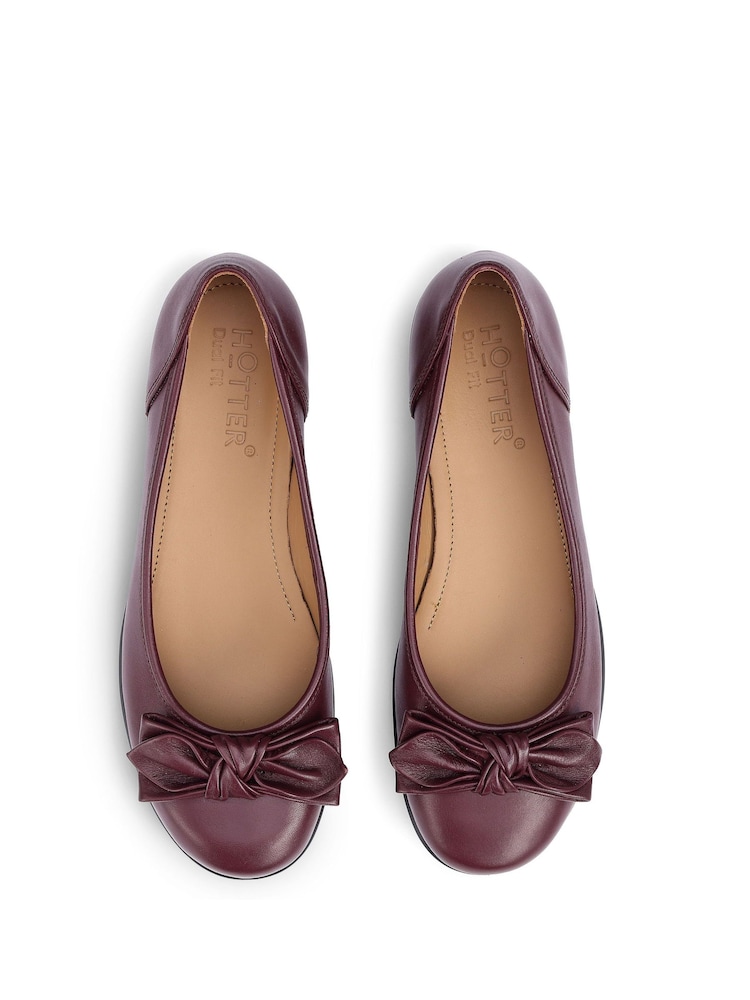 Hotter Red Wide Fit Jewel Slip-On Ballets Shoes - Image 4 of 4
