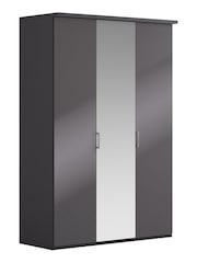 Wiemann Peyton Graphite Glass and Mirror Semi Fitted Triple Wardrobe - Image 2 of 5