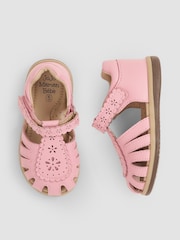 JoJo Maman Bébé Pink Pretty Leather Closed Toe Sandals - Image 3 of 5