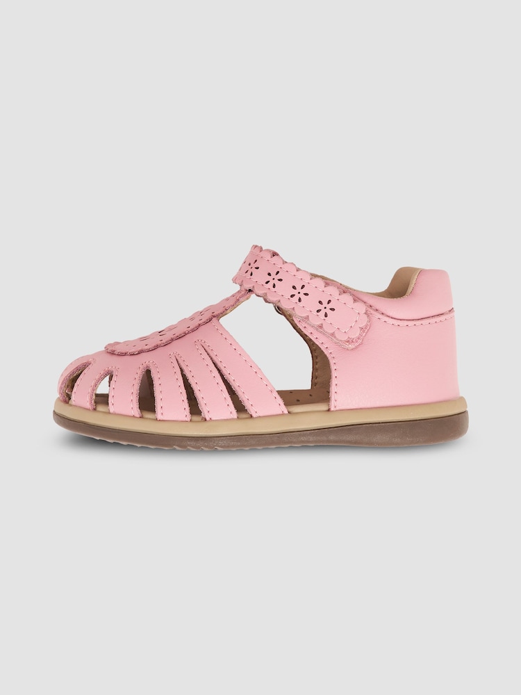 JoJo Maman Bébé Pink Pretty Leather Closed Toe Sandals - Image 4 of 5