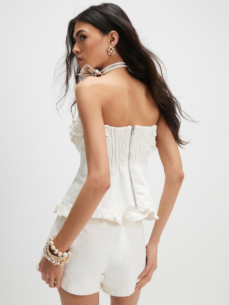 River Island Cream Sleeveless Frill Bandeau Top - Image 4 of 4