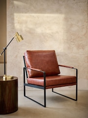 French Connection Conkor Brown Quartz Leather Look Accent Chair - Image 1 of 7