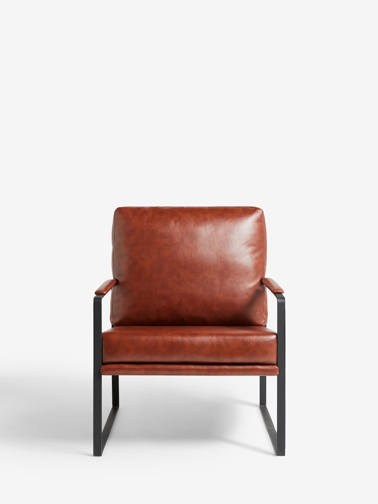 French Connection Conkor Brown Quartz Leather Look Accent Chair - Image 2 of 7