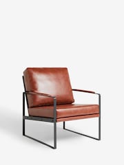 French Connection Conkor Brown Quartz Leather Look Accent Chair - Image 3 of 7