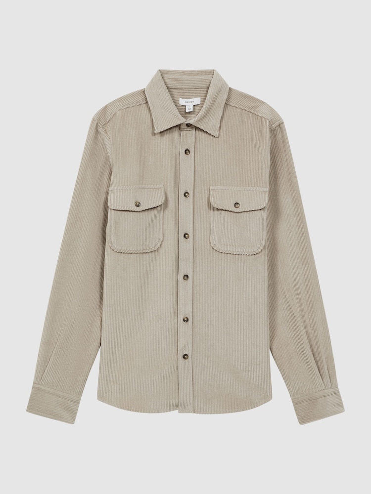 Reiss Mink Bonucci Corduroy Twin Pocket Overshirt - Image 2 of 4