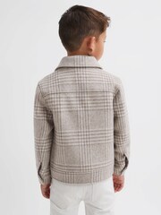 Reiss Oatmeal Check Peridoe Junior Wool Trucker Jacket - Image 4 of 5
