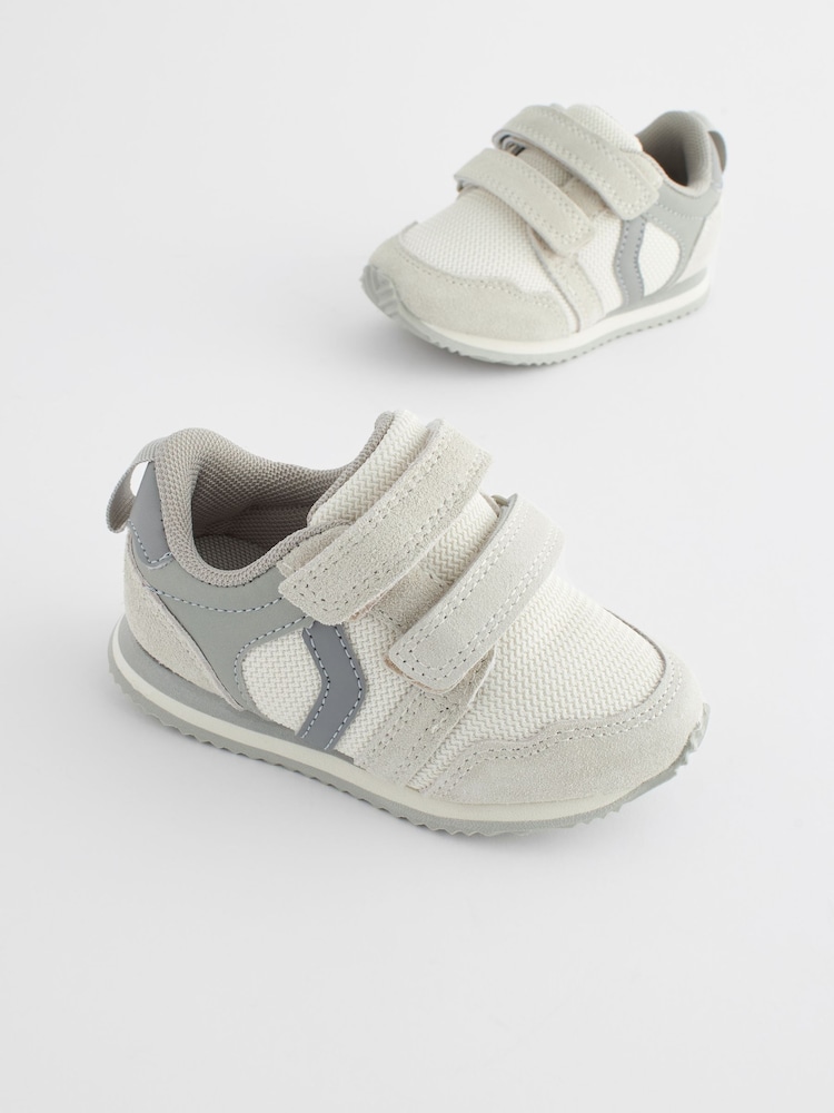 Neutral White Standard Fit (F) Double Strap Trainers - Image 1 of 4 Neutral White Standard Fit (F) Double Strap Trainers - Image 1 of 4