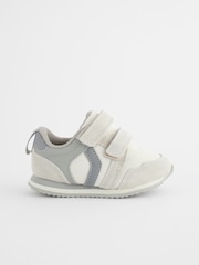 Neutral White Standard Fit (F) Double Strap Trainers - Image 2 of 4