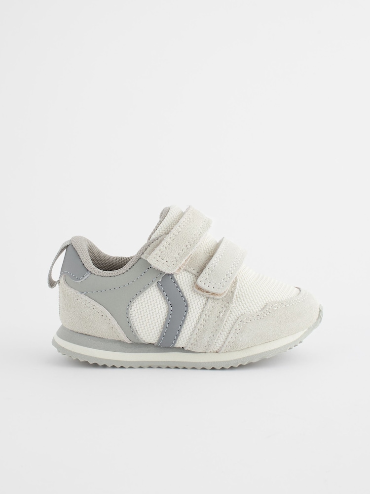 Neutral White Standard Fit (F) Double Strap Trainers - Image 2 of 4
