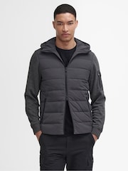Barbour® International Dark Grey Stanley Hooded Quilted Jersey Sleeve Jacket - Image 1 of 7