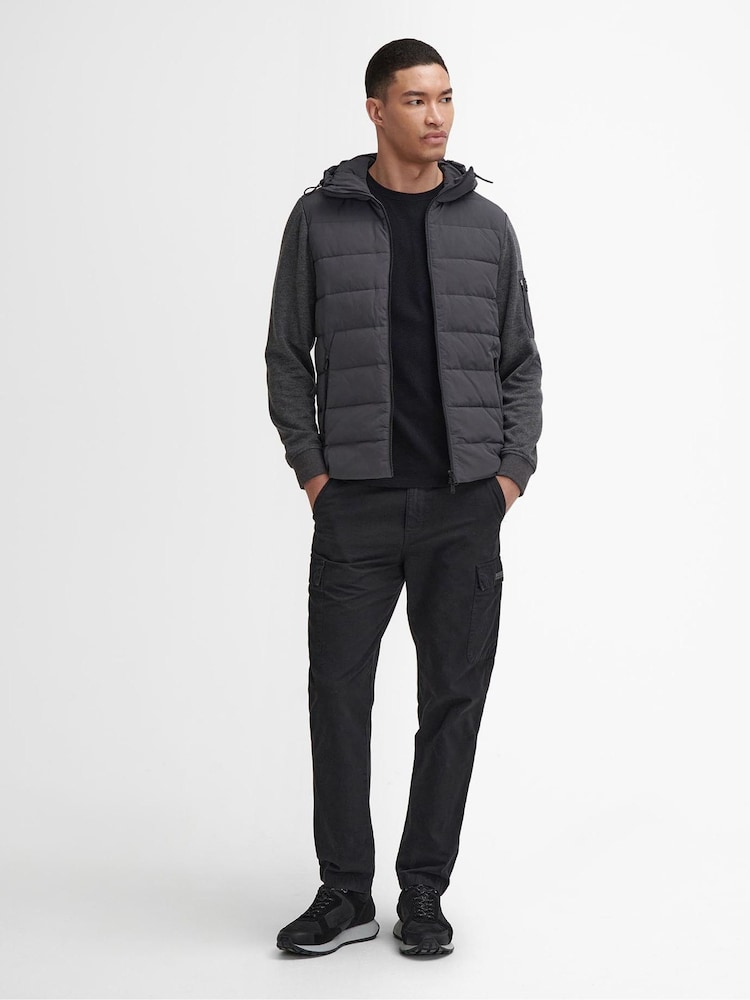 Barbour® International Dark Grey Stanley Hooded Quilted Jersey Sleeve Jacket - Image 2 of 7