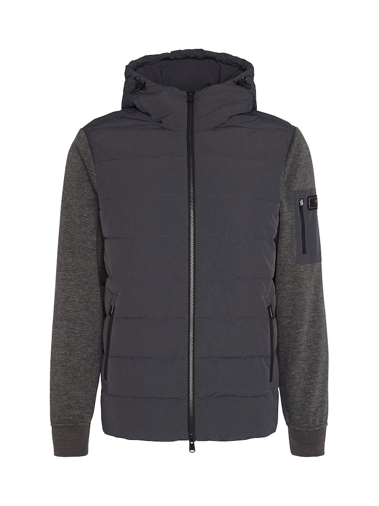 Barbour® International Dark Grey Stanley Hooded Quilted Jersey Sleeve Jacket - Image 7 of 7