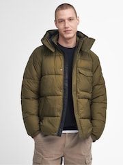 Barbour® International Olive Green Haze Hooded Puffer Jacket - Image 1 of 7