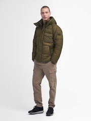 Barbour® International Olive Green Haze Hooded Puffer Jacket - Image 3 of 7