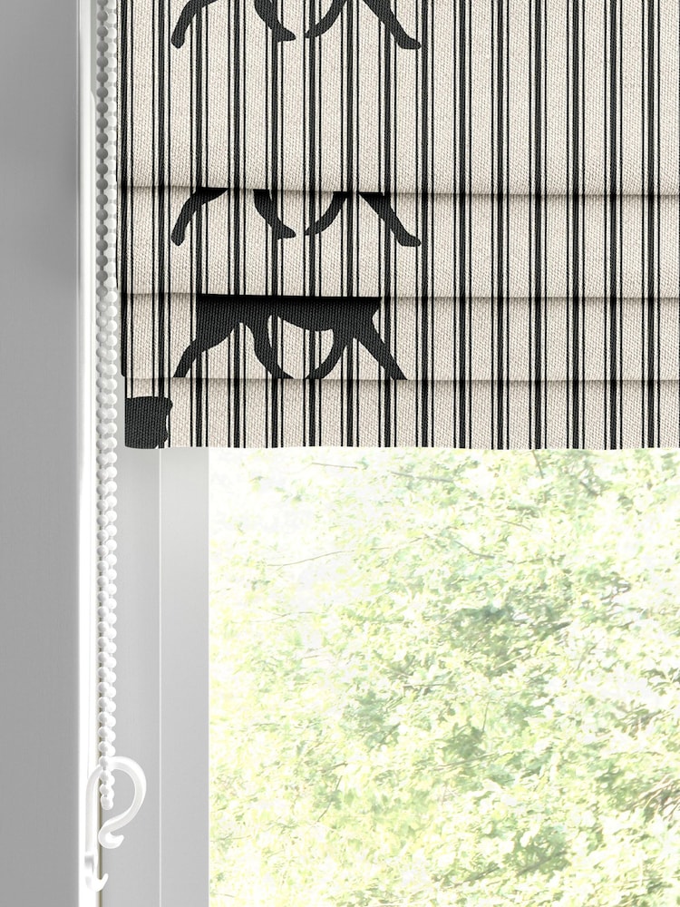 Emily Bond Coal Black 100% Cotton Marley Made to Measure Roman Blinds - Image 2 of 5