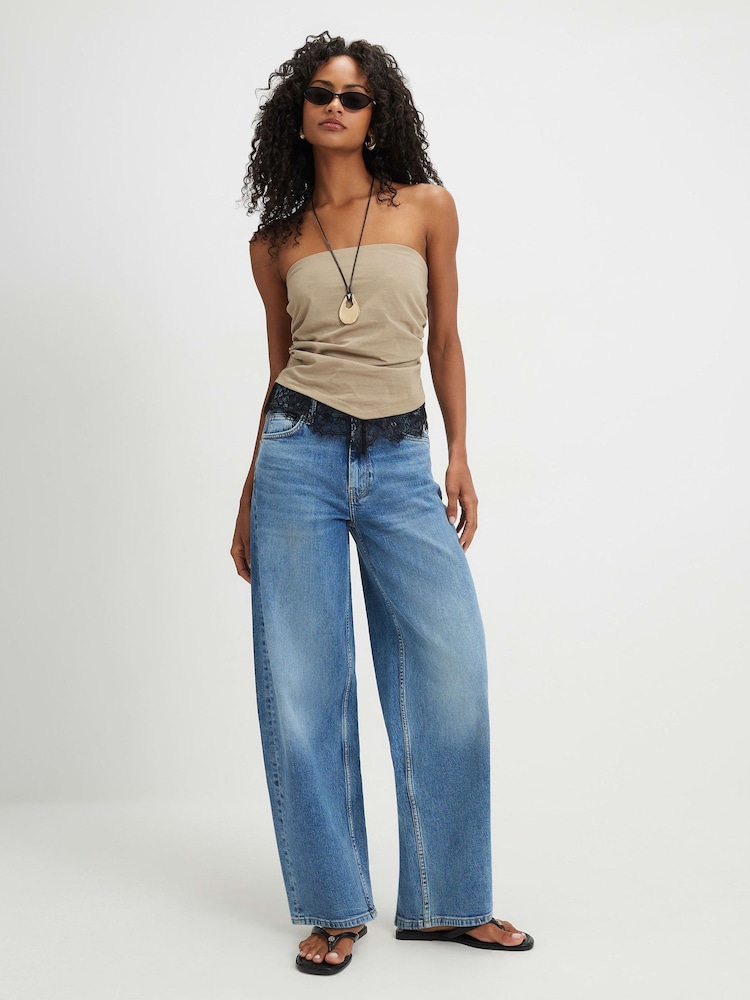 River Island Brown Sleeveless Lace Trim Bandeau Top - Image 4 of 4 River Island Brown Sleeveless Lace Trim Bandeau Top - Image 4 of 4