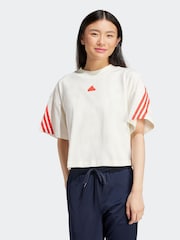 adidas White 100% Cotton Sportswear Future Icons 3-Stripes T-Shirt - Image 1 of 7