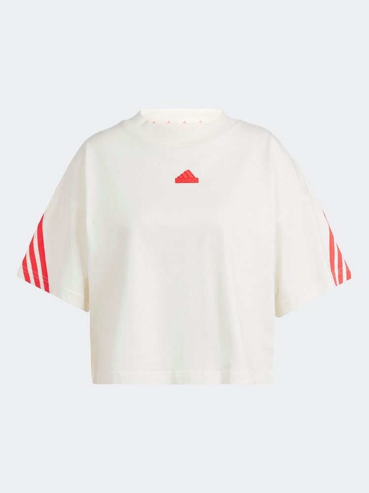 adidas White 100% Cotton Sportswear Future Icons 3-Stripes T-Shirt - Image 7 of 7