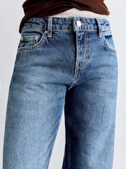 BHOEM Blue Denim Low Rise Wide Leg Contrast Wash Jeans - Image 10 of 10
