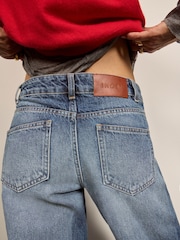 BHOEM Blue Denim Low Rise Wide Leg Contrast Wash Jeans - Image 3 of 5