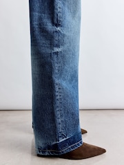 BHOEM Blue Denim Low Rise Wide Leg Contrast Wash Jeans - Image 7 of 10