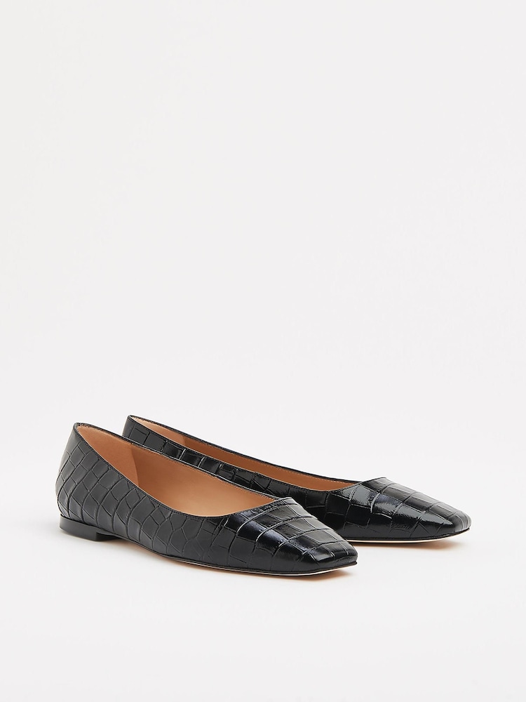 LK Bennett Black Phyllis Square Toe Loafers - Image 1 of 3 LK Bennett Black Phyllis Square Toe Loafers - Image 1 of 3