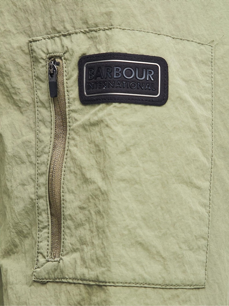 Barbour® International Olive Green Scots Nylon Overshirt - Image 9 of 9
