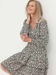 FatFace Black Amba Mono Vines Jersey Dress - Image 3 of 6