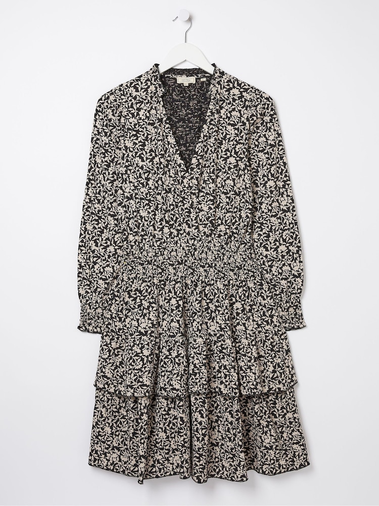FatFace Black Amba Mono Vines Jersey Dress - Image 6 of 6