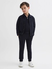 Reiss Navy Forester Senior Long Sleeve Button Through Cardigan - Image 1 of 6
