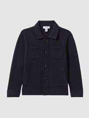Reiss Navy Forester Senior Long Sleeve Button Through Cardigan - Image 2 of 6