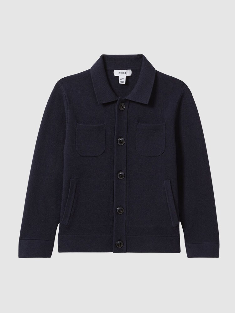Reiss Navy Forester Senior Long Sleeve Button Through Cardigan - Image 2 of 6