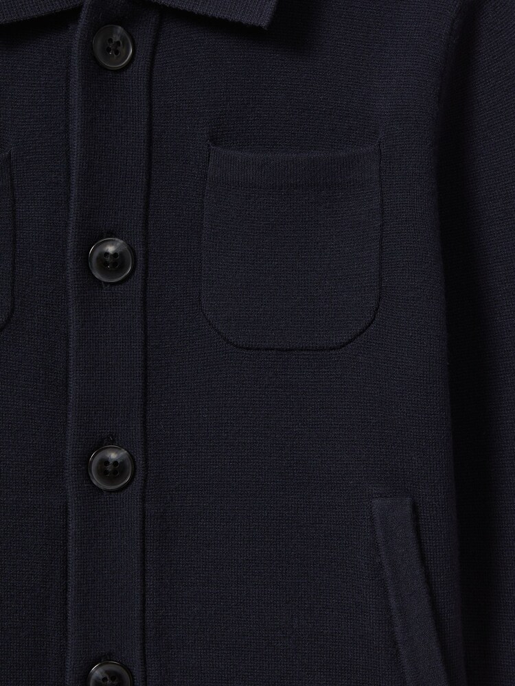 Reiss Navy Forester Senior Long Sleeve Button Through Cardigan - Image 6 of 6