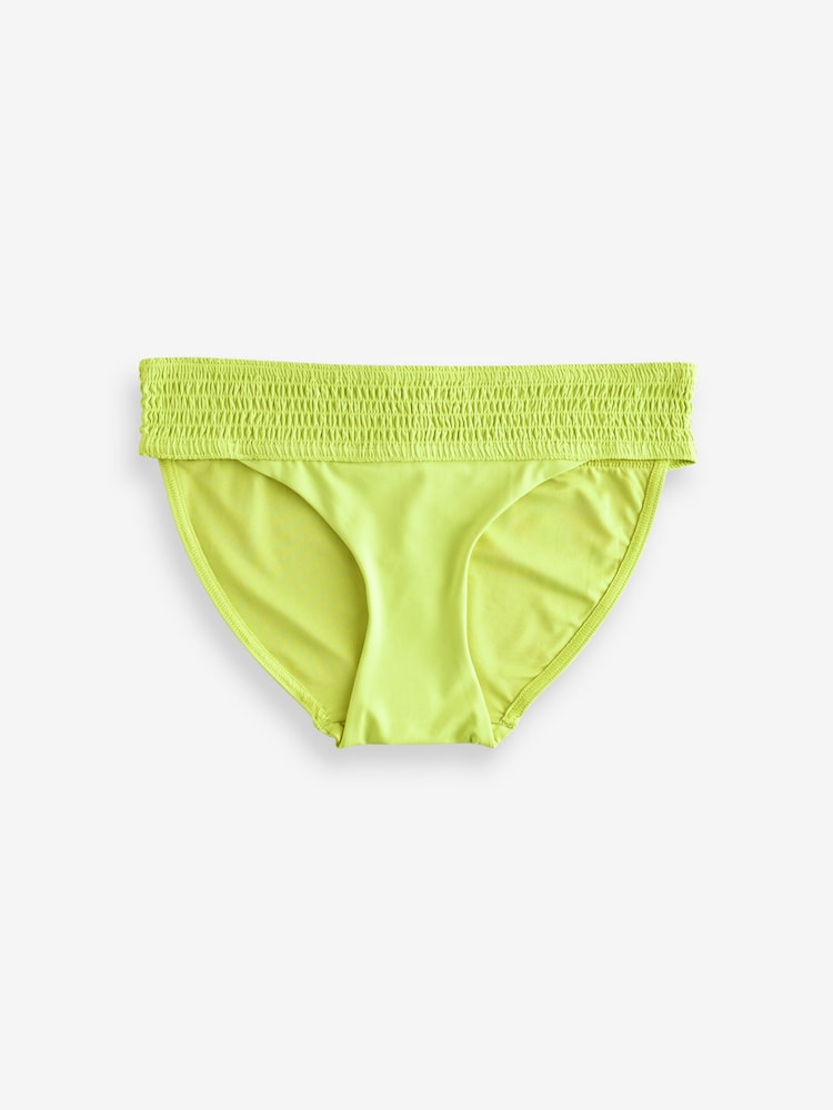 Lime Green Shirred High Leg Bikini Bottoms - Image 6 of 6