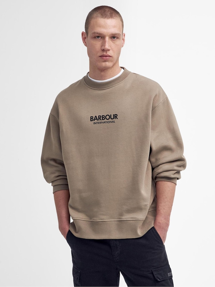 Barbour® International Oversized Formula Crew 100% Cotton Sweatshirt - Image 1 of 6 Barbour® International Oversized Formula Crew 100% Cotton Sweatshirt - Image 1 of 6