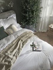 The Fine Bedding Company White Activated Cooling 100% Cotton Duvet Cover - Image 1 of 2