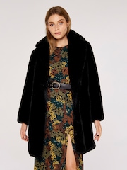 Apricot Black Oversized Super Soft Faux Fur Coat - Image 1 of 5