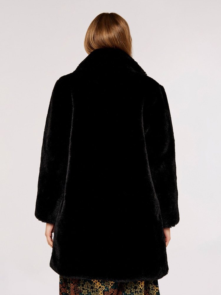 Apricot Black Oversized Super Soft Faux Fur Coat - Image 2 of 5