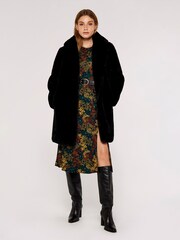 Apricot Black Oversized Super Soft Faux Fur Coat - Image 3 of 5