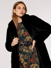 Apricot Black Oversized Super Soft Faux Fur Coat - Image 4 of 5