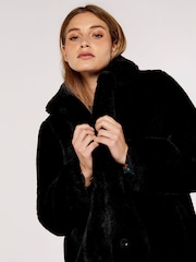 Apricot Black Oversized Super Soft Faux Fur Coat - Image 5 of 5