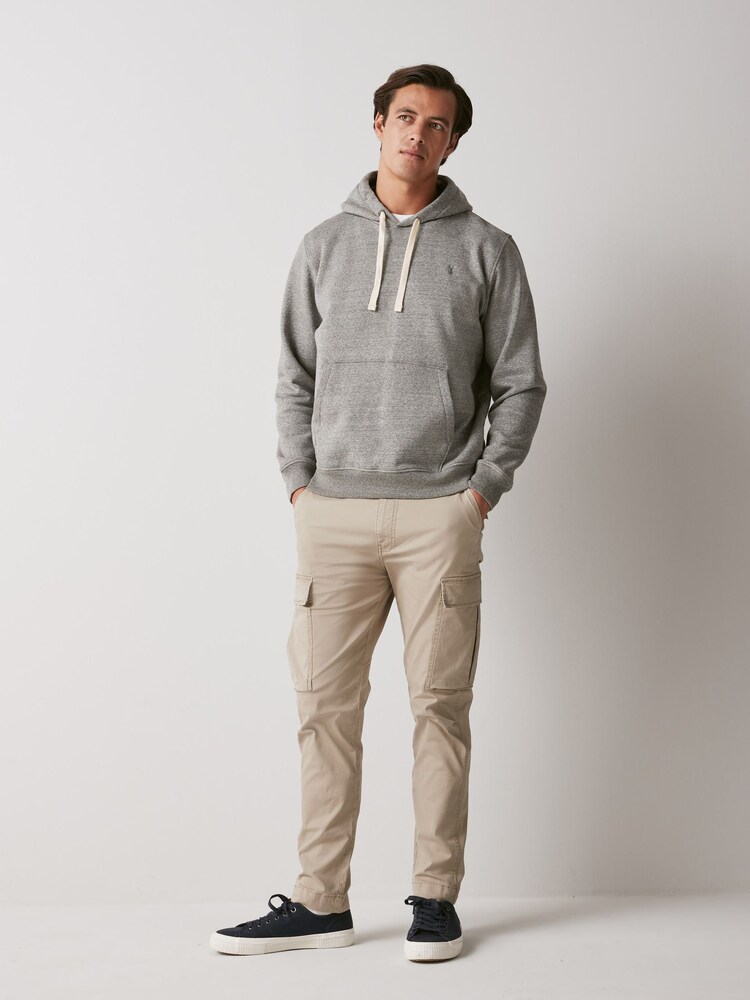 Gris - Sweat à capuche à carreaux doublé de jersey de coton - Image 2 of 4