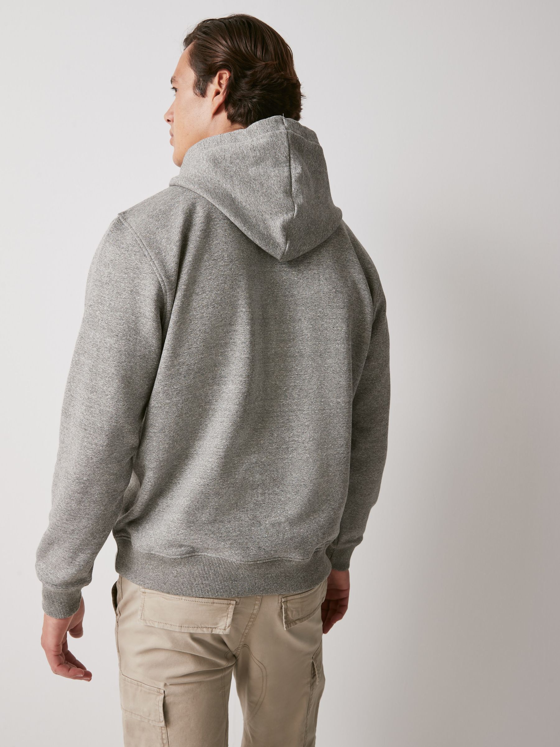 Buy Grey Check Cotton Jersey Lined Hoodie from Next Luxembourg