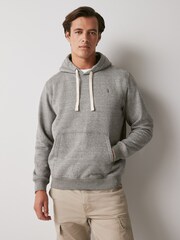 Gris - Sweat à capuche à carreaux doublé de jersey de coton - Image 4 of 4